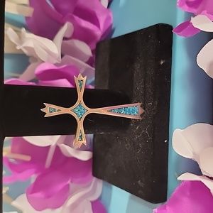 Sterling and turquoise cross pendant.
